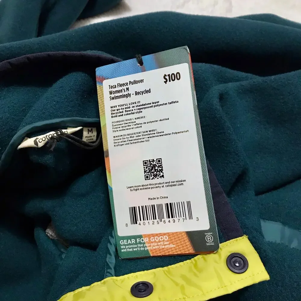 Cotopaxi NWT Hunter Green Teca Fleece Pullover Jacket Women S *See Description*